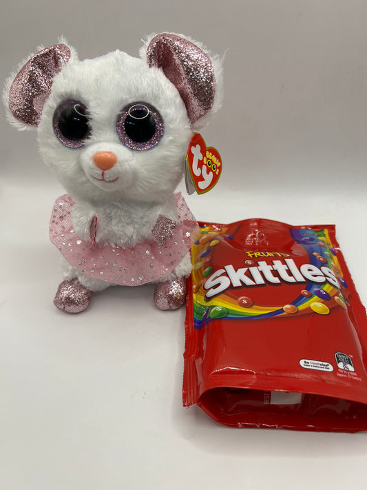 Pink ty Beanie Boo plus Skittles